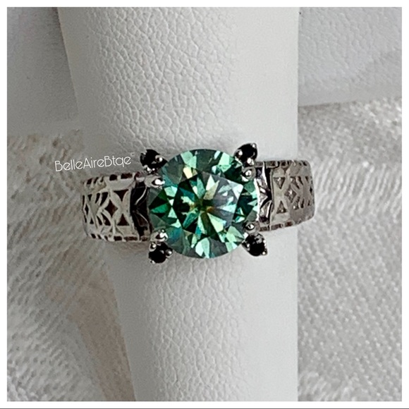 Other - 4.50 Carat VVS1 Caribbean Blue Moissanite Ring Sz9